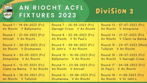 Down GAA Division 3 Football Fixtures 2023